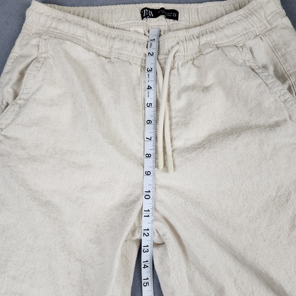 Zara Cream Drawstring Joggers Cotton/Linen Blend Size Medium - Picture 11 of 12